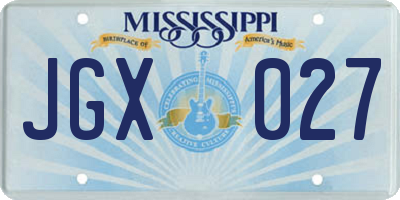 MS license plate JGX027