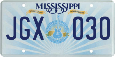 MS license plate JGX030