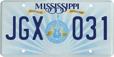 MS license plate JGX031