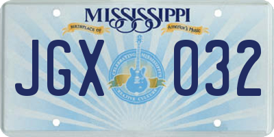 MS license plate JGX032