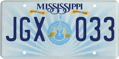 MS license plate JGX033
