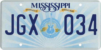 MS license plate JGX034