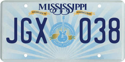 MS license plate JGX038