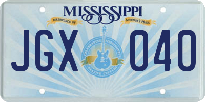 MS license plate JGX040