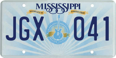MS license plate JGX041