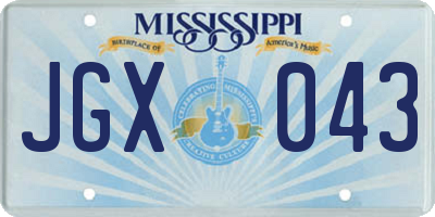 MS license plate JGX043