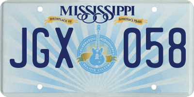 MS license plate JGX058