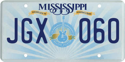 MS license plate JGX060