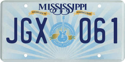 MS license plate JGX061
