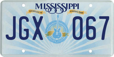 MS license plate JGX067