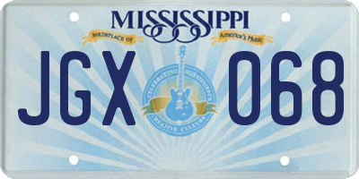 MS license plate JGX068