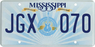 MS license plate JGX070