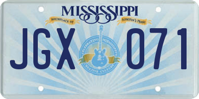 MS license plate JGX071