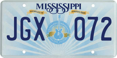 MS license plate JGX072