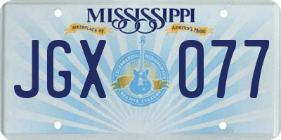 MS license plate JGX077
