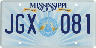 MS license plate JGX081