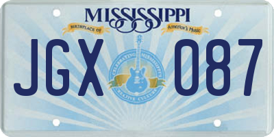 MS license plate JGX087