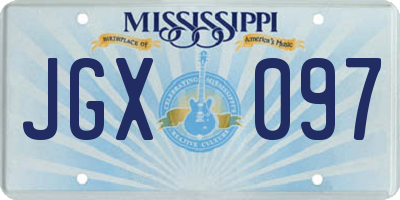 MS license plate JGX097