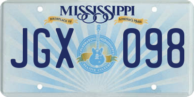 MS license plate JGX098