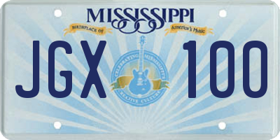 MS license plate JGX100