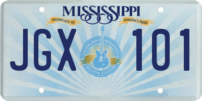 MS license plate JGX101