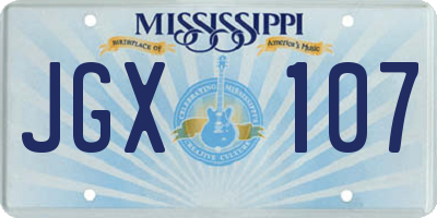 MS license plate JGX107