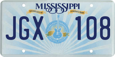 MS license plate JGX108