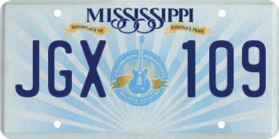 MS license plate JGX109