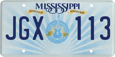 MS license plate JGX113