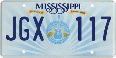MS license plate JGX117