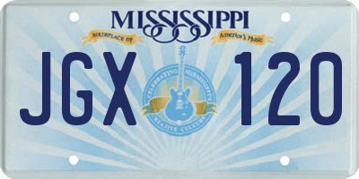 MS license plate JGX120