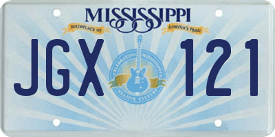 MS license plate JGX121