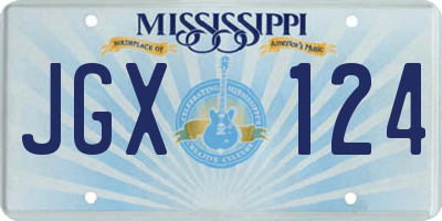 MS license plate JGX124