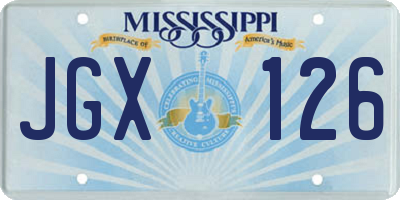 MS license plate JGX126