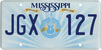 MS license plate JGX127