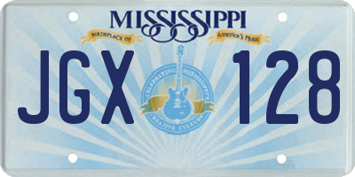 MS license plate JGX128