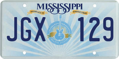 MS license plate JGX129