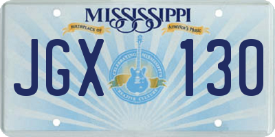 MS license plate JGX130