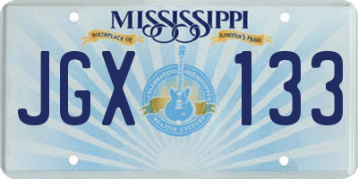 MS license plate JGX133