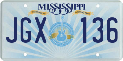 MS license plate JGX136