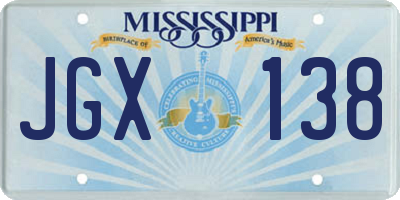 MS license plate JGX138