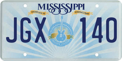 MS license plate JGX140