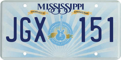 MS license plate JGX151