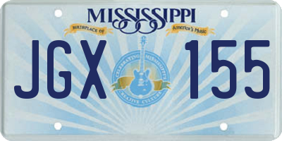 MS license plate JGX155