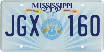 MS license plate JGX160