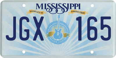 MS license plate JGX165