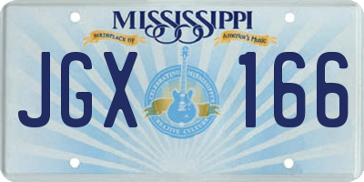 MS license plate JGX166