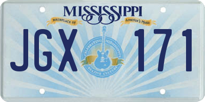MS license plate JGX171