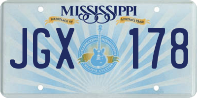 MS license plate JGX178