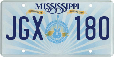 MS license plate JGX180